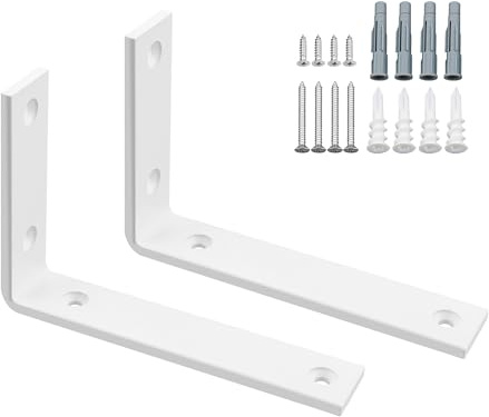SAYAYO Escuadras para Estanterias de Alta Resistencia 150mm Escuadras Metalicas Soporte de Estantería de Pared Blanca 2 Piezas Soportes para Estanterías Flotantes Invisibles Capacidad de Carga 50 KG