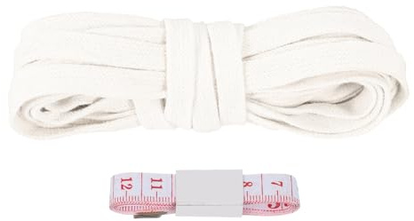 PATIKIL Cordón Plano con Cuerda De Ajuste 10mm X 5 Yd, Reemplazo De Cuerda Plana Cordón De Algodón Suave para Sudaderas con Cinta Métrica Cortos Pantalones Cinturón Ropa, Blanco