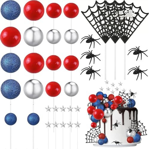 37 topper per torta di ragno, ragnatela per torte, per ragno, per uomini, compleanni, feste, torte, per il compleanno dei bambini, decorazione per torte di pentagramma