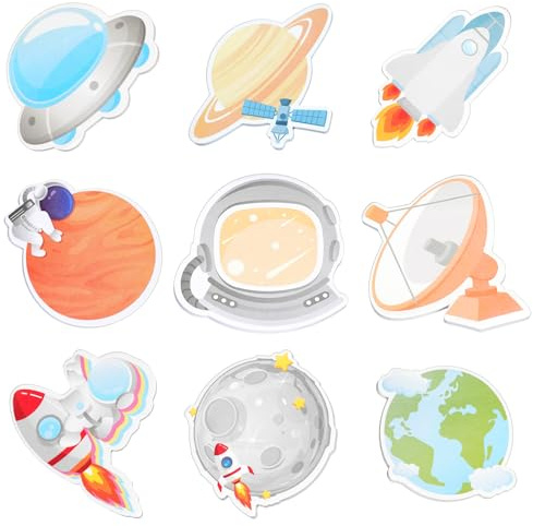 MWOOT 9 Pièces Notes Autocollantes Spatiales, Drôles Blocs Notes Adhésives à Thème Planète Astronaute, Sticky Memo Pads Fournitures de Bureau École, Cadeaux pour Passionnés d'Astronomie