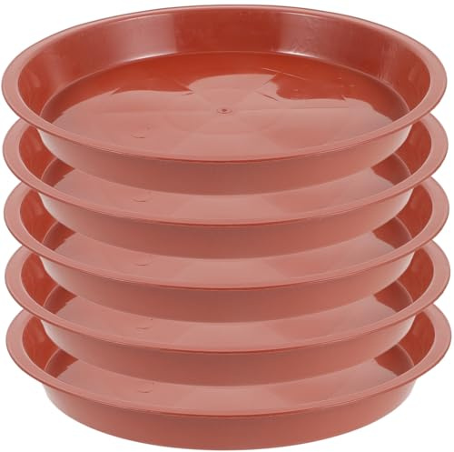 BAZEITFLOW 5 pièces Soucoupes Plastique pour Pots de Fleurs Lot de Rondes Durables et Pratiques pour Plantes Pots Dimensions Extérieures Intérieures Hauteur pour Intérieur et Extérieur