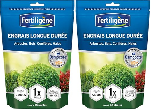 FERTILIGENE OSCABN - Engrais Granulés Longue Durée Osmocote Max Arbustes, Buis, Conifères 700 g - Pratique, 1 seule application par an - Protège les racines - Résultats dès 1 semaine - Pour 35 plantes