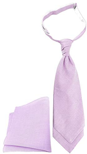 TigerTie Designer Plastron Pique 2tlg Krawatte fertig gebunden Einstecktuch in flieder gemustert