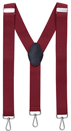 MASADA Hängslen för män med robust karbinhake stängning steglöst justerbar 3,5 cm bred och upp till 195 cm längd, Bordeaux, En Storlek
