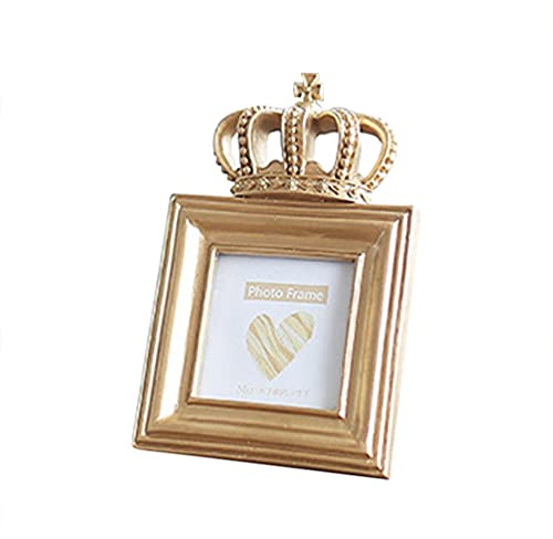 EXCEART Goldener Bilderrahmen 10X15 Cm Carved Kronen Design Fotorahmen Aus Harz Für Wand Und Tisch Vintage Stil Wohnzimmer Schlafzimmer Dekoration