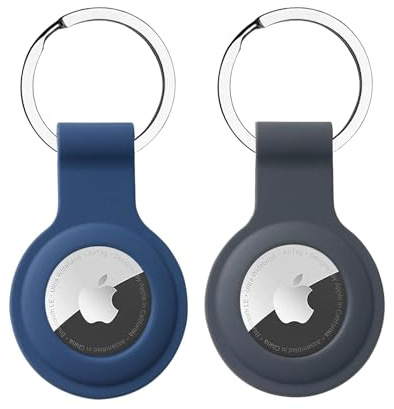 2 Stück Schlüsselanhänger für AirTag Anhänger, Airtags Hülle Silikon Case Cover Schutzhülle für Air Tag mit Key Ring