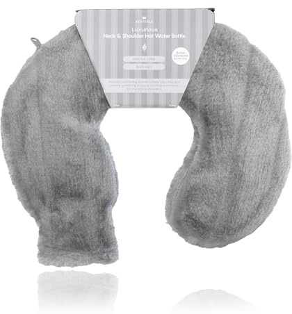 Revitale Fur Neck & Shoulder Hot Water Bottle 2L (Slate Grey) | Soothing Warmth, Wrap-Around Neck & Shoulders, Single Ribbed, Durable Natural Rubber, British Standard BS1970:2012