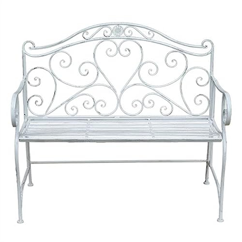 WAOCEO Metallbank Outdoor-Gartenbank, antike weiße Metallbank, klappbare Parkbank, wasserdichter Retro-Freizeitsitz for 2 Personen, 103 x 54 x 94 cm Gartenbank Sitzbank