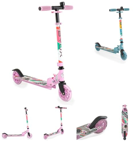 Byox Kinderroller Miracle faltbar LED-PU-Räder ABEC-7 Klingel Höhe einstellbar rosa