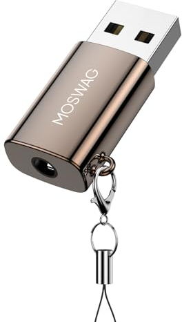 MOSWAG Adattatore USB a jack audio, Adattatore audio jack da 3,5 mm in lega di zinco, adattatore audio jack esterno compatibile con cuffie, PC, laptop, Mac, desktop, Linux, PS4 e altro dispositivo