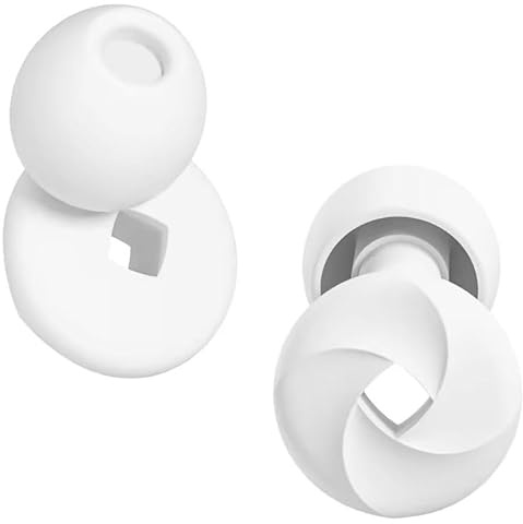 CYUK Ear Plugs for Sleeping, Noise Cancelling EarPlugs, Soft Reusable, Best for Noise Reduction, Sleep, Work, Travel, Hearing Protection for Concerts, 33dB (SNR) - 8 Ear Tips (Silent - White)