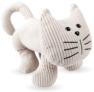 Türstopper (Beige) Katze 25x20cm Türsack, Plüschdeko schwer (1000g) für innen, Fensterfeststeller, Kinderzimmer Deko