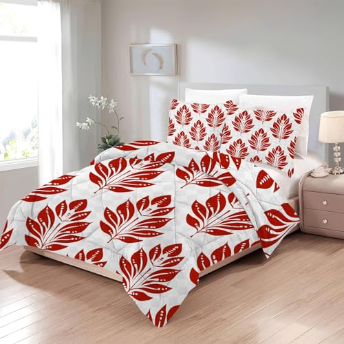 Boceoey Foglia Piumino Letto Singolo 4 Stagioni, Stile Moderno Reversibile Piumino Leggero e Morbido, Trapunta in Microfibra Caldo e Traspirante, Geometria Piumone 135x200 Lavabile, U-580