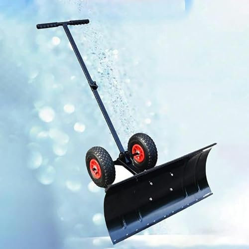 JOCHEN Pala da Neve con Ruote per vialetto, Porta, spingi Neve in lamiera zincata con Altezza Regolabile, Pala da Neve efficiente con aratro a Lama Grande