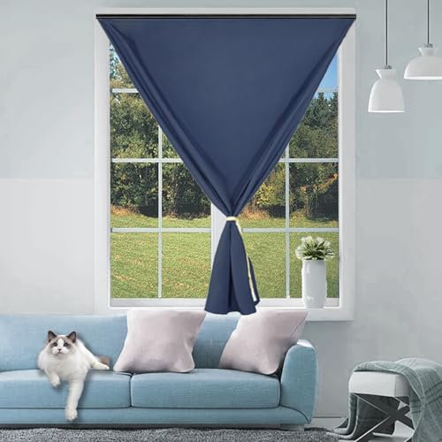 Klemmrollo Fensterrollo 240 x 170 cm, Verdunkelnd, Hitzeschutz, Blickdicht Sichtschutz, Ohne Bohren Doppelrollo Ohne Bohren & mit Bohren, mit Klettband für Auto Reisen, Blau A