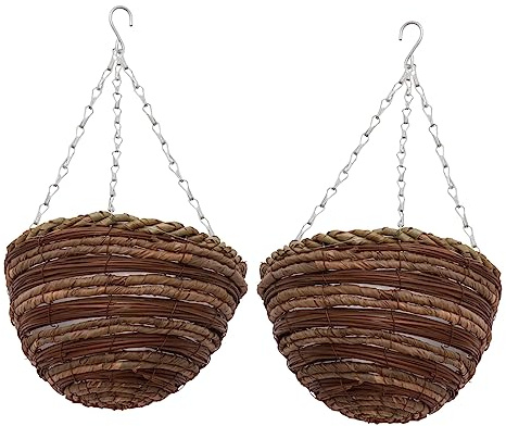Toyvian 2sets Hanging Flower Pots Baskets Garden Troughs Planters Rustic Railing Planter Wall-mounted Flower Arrangement