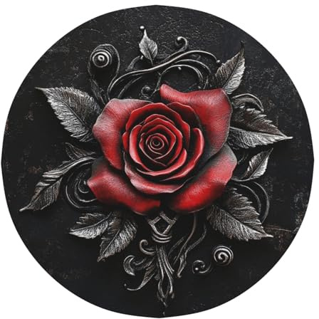 MCJDFWNMKM Tablecloth for Round Table 60 Inch Desktop Decoration Washable Table Cloth Gothic Rose Tables Cover Soil Resistant Water Repellant Fabric Tablecloth for Dining Party Wedding