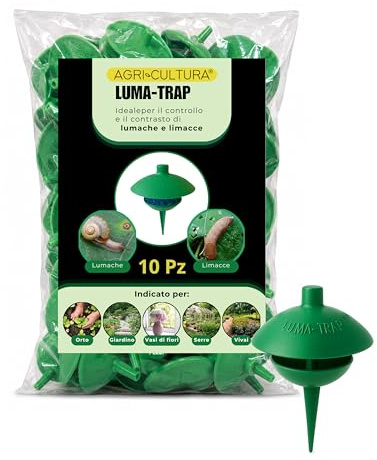 AGRI-CULTURA® | Trappola per Lumache 10 Pezzi | Trappola Anti Lumache per Orto e Giardino | Contenitore Esca Antilumaca | Esca Protetta da Pioggia e Animali.