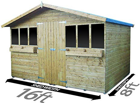 Total Sheds 16ft (4.8m) x 8ft (2.4m) Garden Shed Summer Shed Timber Shed