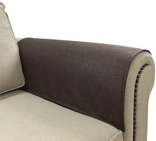 NOYOURS Couch Arm Covers, Anti-Slip Sofa Armrest Cover for Recliner, 2pc Washable Sofa Arm Covers, Dogs Cats Pet Scratch Proof Couch Arm Protectors, Brown, 24x28inch