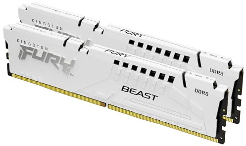 Kingston FURY Beast Blanc DDR5 64Go (2x32Go) 6400MT/s CL32 DIMM Mémoire pour PC de Gamer Kit de 2 AMD EXPO et Intel XMP - KF564C32BWEK2-64