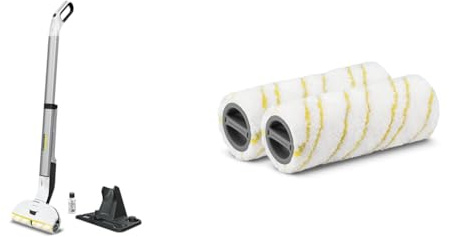 Kärcher Elektrischer Wischmopp EWM 2, kabelloser Bodenreiniger & Mikrofaserwalzenset für alle FCS und EWM 2