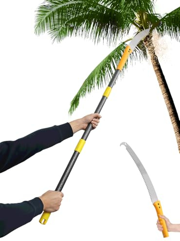Pole Saw for Tree Trimming, 8FT Lightweight 2 in 1 Manual Hand Saws Tree Trimmer Pole Saw, Sharp Steel Blade, Adjustable Branch Cutter Pruner for Yard Walkway Oak Palm Fruit Pine and Fir Limbs Cutting