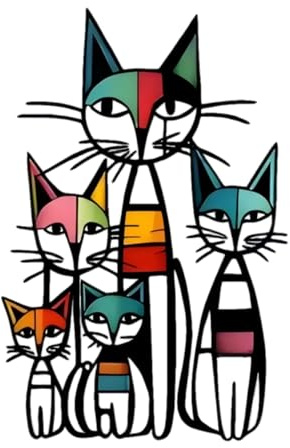 Eachave Decorazioni da Parete Gatto, Scultura in Metallo con Forma di Gatto Astratta per Appassionati di Gatti, 27x40 cm, Design Retrò Colorato per Sala, Camera da Letto, Cucina o Ufficio