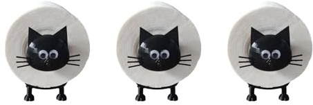 Wisyurt 3X Katzen-Rollenhalter, Toilettenpapierhalter, Badezimmer-Set, Papierhandtuchrollen-Aufbewahrung, Süße Badezimmer-Dekoration