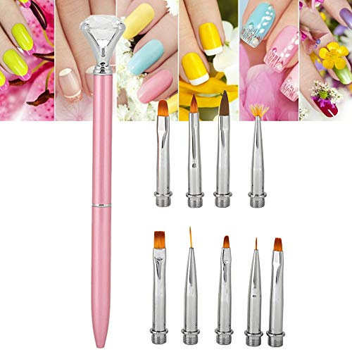 Hiraith Nail Art Penna Carving Ritset UV Gel Penna för Professionell Nagelsalong, Mjukt Borsthår, Ergonomisk Design, Rose Gold (Rosa)