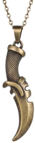 WORLD WIDE GEMS Collar con colgante de daga de acero inoxidable, cadena de cable de 45 cm, bronce antiguo, joyería con forma de cuchillo, regalo, accesorio para hombre