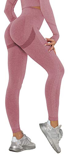 DUROFIT Push Up Sportleggings dam anti-celluliter kompressionsbyxor yoga byxor rumplyft leggings hög midja fitness gym jogging löpning träning, #1 Uppgradering av rött vin, L
