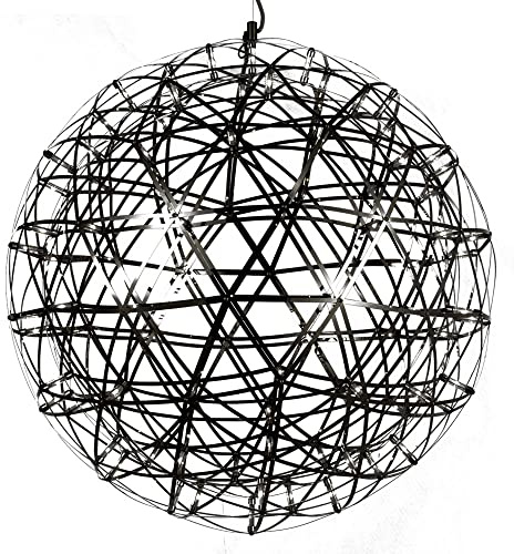 s.luce Atom LED Pendelleuchte Dimmbar Wohnzimmer Hängelampe modern, Farbe Schwarzchrom, Größe Ø 70cm