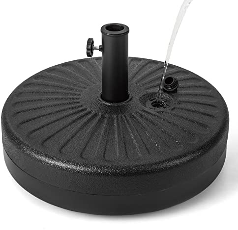 COSTWAY Soporte Sombrilla Terraza Exterior Apto 38mm 48 mm, Base para Sombrilla Rellenable de Arena 28 kg y Agua 18L, HDPE, Metal, Ø 50 cm, Pie Sombrilla Jardin Terraza