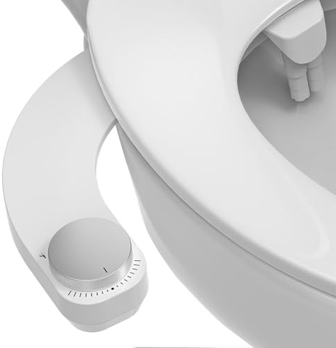 Bidet Einsatz Für Toilette - Ultra Slim Non-Electric Use for Toilet, Double Nozzle Bidet Toilet Attachment, Front and Rear Cleaning, Toilet Attachment, Butt Shower, Taharet (Sliver)