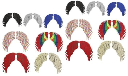 HOODANCOS 14paare Pailletten-wing Aufnäher Farbige Stickerei Für Kleidung Selbstklebende Textil-patches Für Taschen Und Handwerk Dekorative Applikationen Für Individuelle Designs