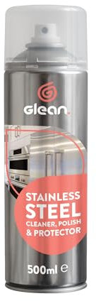 GLEAN Stainless Steel Cleaner & Polish Spray Aerosol | 500ml | Shines and Protects & Stainless Steel Restorer | Ideal For Fridges, Sinks, Kitchen Appliances | Removes Dirt, Grease and Fingermarks