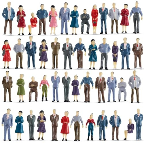 Kasyat 100 Mini Menschen Figuren 1,38 Zoll 1:50 Mini Modellbau Figuren für Modelleisenbahnen Bemalte Menschen Kleine aus Kunststoff Spielzeug Sitzende Stehende (100)