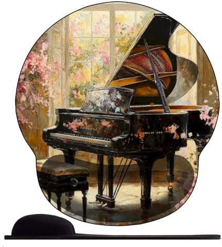 3D Tapis de Souris Ergonomique - Tapis de Souris Gamer avec Repose Poignet, Confort avec Repose- Poignet Gaming Mouse Pad pour Ordinateur Portable -Élégante Salle de Piano ensoleillée