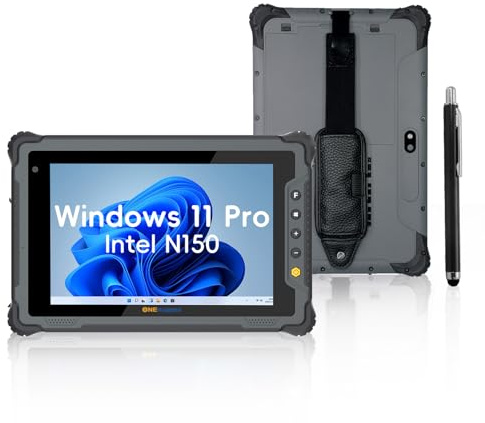 ONERugged Rugged Tablet M80N, 8 Inch Windows 11 Pro Tablet, 8GB+128GB, Intel N150, IP65 Waterproof, MIL-STD 810H, 5000mAh, Industrial Outdoor Work PC w/ 8MP + 5MP Camera, 4G LTE/WiFi/BT 5.2/NFC Grey