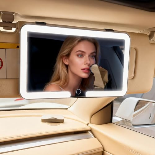 Universal Car Sun Visor Vanity Mirror with LED Lights & Touch Dimming | Car vanity mirror,Car makeup mirror, Makeup mirror for car, Rechargeable Vanity Mirror for Women,3 Color Modes,Car Mirror
