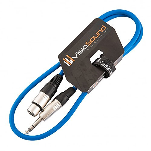 VisioSound Female XLR to 6.35mm Stereo TRS Jack Lead Audio Cable (Blue, 1m) | Noiseless OFC Balanced Signal, Audio, Patch Cable / 10 Colours