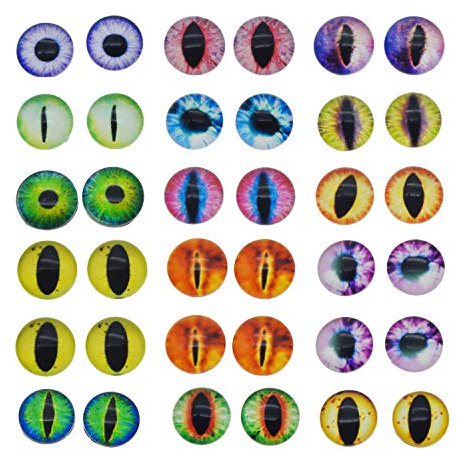 Julie Wang 100PCS 25MM Flatback Glass Dragon Cat Eye Cabochon Cameo for Jewelry Bezel Setting Making Crafts Eye Supplies