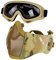 Yzpacc Airsoft Mask with Goggles, Foldable Half Face Airsoft Mesh Mask with Ear Protection for Paintball Shooting Cosplay CS Game (CP)
