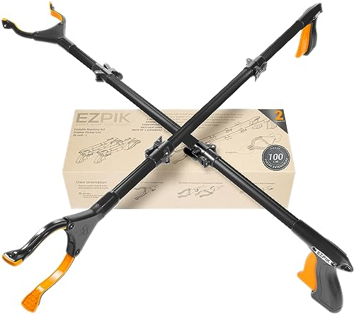 Ezpik 40 Flexible Grabber Pickup Gadgets for Disabled People - Trash & Rubbish Picker Gripper Foldable Litter Grabbers for Adults Pick Up Tool - Litter Picking Living Aids for Elderly 40 Inches 2Pack