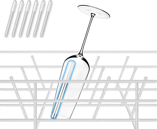 ecooe Set of 6 Bottle Holders for Dishwashers, Glass Holders with Extended Silicone Cap, Universal Dishwasher Insert for Wine Glasses, Champagne Bottles, Beer Glasses etc. (11.5 cm)