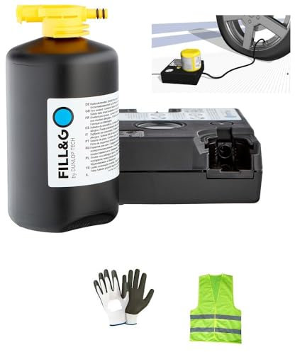 KIT RIPARAZIONE PNEUMATICI CAMPER KIT GONFIA E RIPARA AUTOMATICO CON COMPRESSORE POMPA DELL'ARIA ELETTRICA E LIQUIDO SIGILLANTE DA 450ML PER AUTO, SUV, FUORISTRADA, FURGONI, MOTO