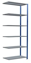 qpool24 Anbauregal, Fachbodenregal Stecksystem MULTIplus330, 2500 x 1000 x 500 mm (HxBxT), 6 Fachböden, Kreuzstrebe, RAL 5010 enzianblau/verzinkt
