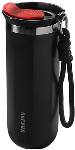 Disoza 500 ml Thermobecher Kaffee to go Kaffeebecher Thermobecher Travel Coffee Mug Schwarz Kaffeebecher to go Thermo Becher mit Deckel Termokaffeebecher Thermotasse Trinkbecher mit Deckel