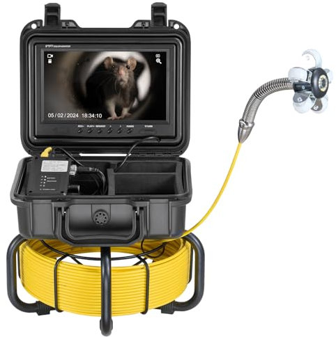 VEVOR Kanalkamera, 30 m, selbstnivellierende Rohrinspektionskamera mit 9 Zoll 1080P HD-Bildschirm, 36-fachem Zoom, IP68 wasserdichte Rohrkamera mit Lichtern-12 LED, 32 GB Karte Endoskop für Kanalrohre